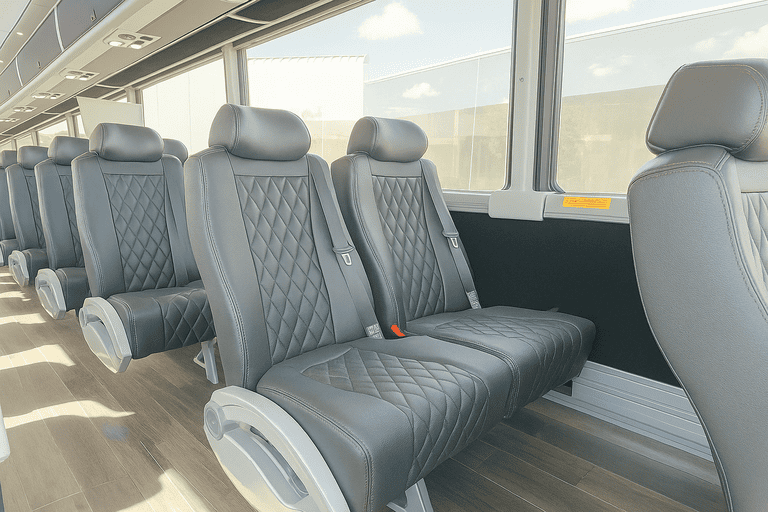 interior of Corpus Christi Shuttle Bus Rentals charter bus